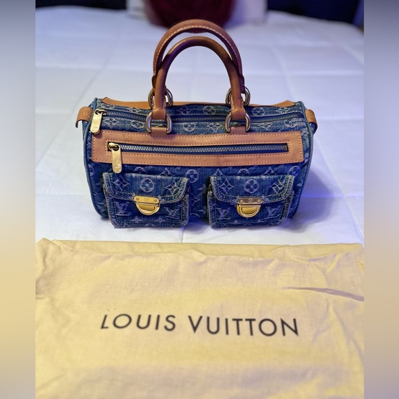 AUTHENTIC LOUIS VUITTON NEO SPEEDY DENIM HANDBAG - Picture 2 of 16